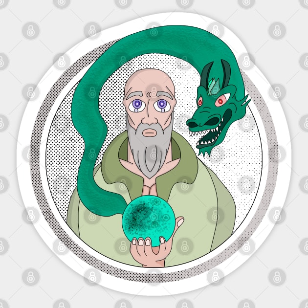 The Monk and the Dragon Sticker by DiegoCarvalho